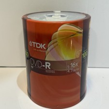 TDK DVD-R 4.7 GB Recordable CD Discs 100 Pack Spindle 1-16x Speed NEW