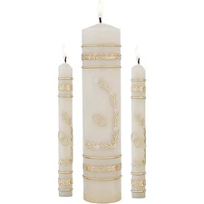 CB Church Supply Hand Crafted Wedding Candle Set by , Set of 3, Flowers & Rings
