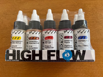 Golden High Flow Acrylic Paint Set of 10 Colors 1 oz each #953-0 NEW