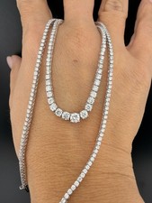 5.49ct  Lab grown Diamond graduated Tennis necklace IGI certified 9k White Gold