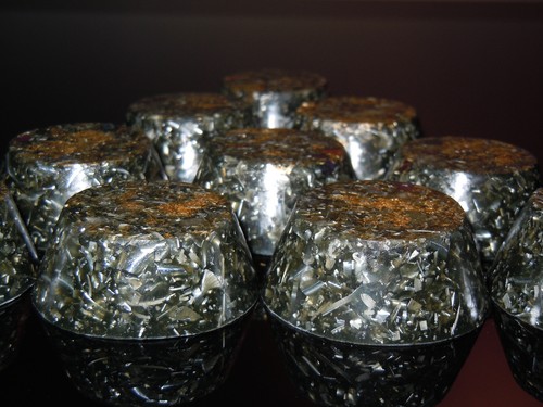 4 Large 23K GOLD Orgone Shungite Quartz Tb's Towerbusters Radiation Grounding - Picture 4 of 4