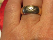 Solid 14k Yellow Gold 3 Diamonds Wedding Band Comfort Fit Ring Women 5gr  Sz.7