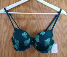 Auden Lightly Lined T-Shirt Bra Teal Floral 32C New Tag wire