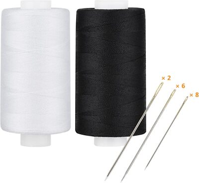 Simthread All Purpose Thread Polyester 400 Yards (1 White 1 1 1 Black 
