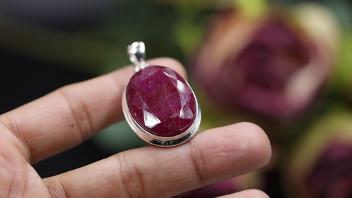 Ruby Lab Created Gemstone Handmade 925 Sterling Silver Pendant jewelry - Video 1 of 1