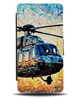 Buntglas Design Hubschrauber Flip Wallet Case Helicopters Chopper Copter DL47