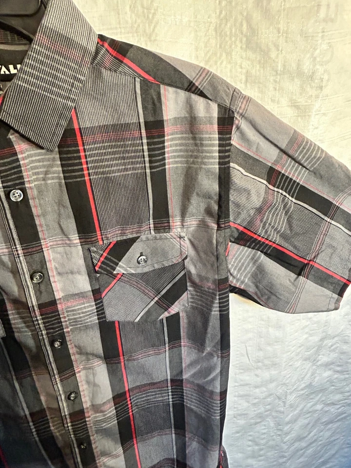 Camisa skatista manga curta xadrez Airwalk média cinza/vermelho/preto/branco - Imagem 4 de 4