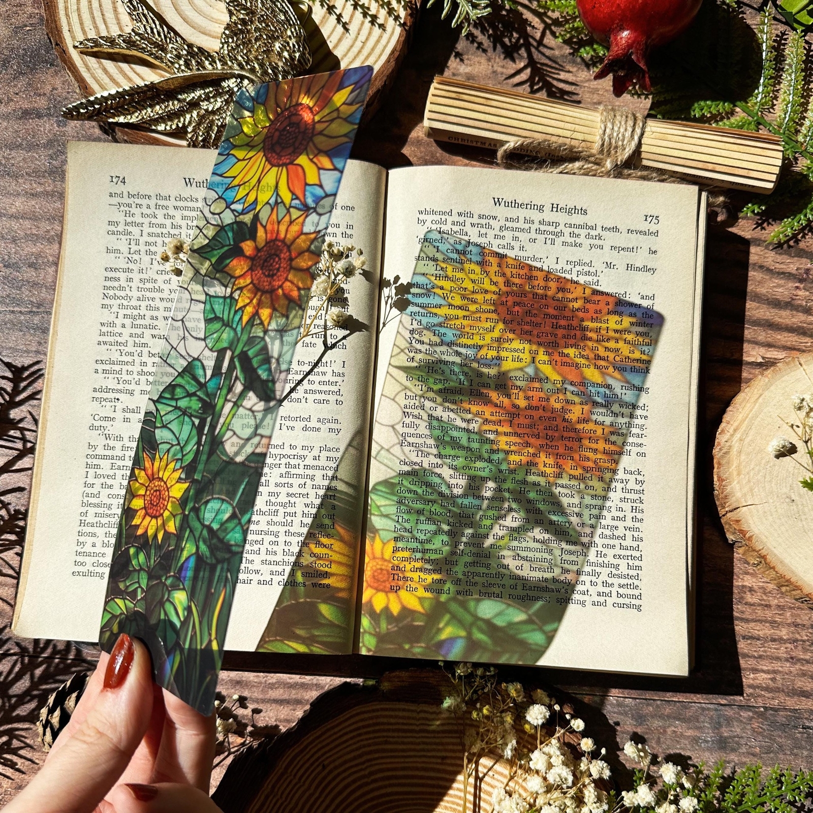 Floral Stained Glass Bookmarks (Flower Transparent Clear Bookmark, Book Lover)