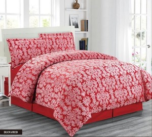 4pc Luxury Red King Size Bedding Set Duvet Quilt Cover Pillowcases