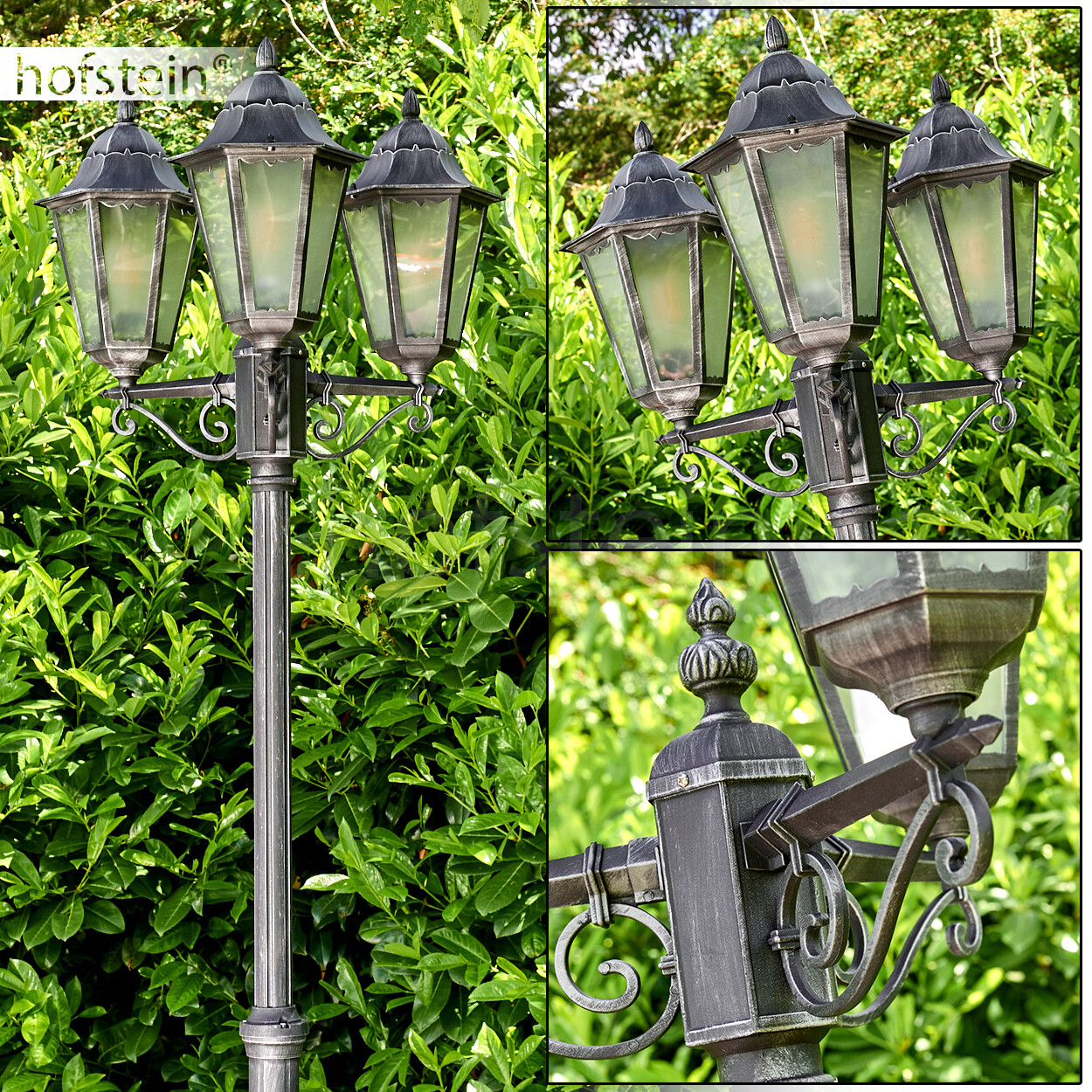 Lanterna da giardino con candelabro in vetro smerigliato