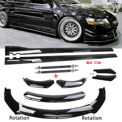For Mitsubishi Lancer Evo 7/8/9 Front Bumper Spoiler Side Skirt Strut Rod Gloss