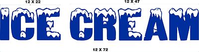 Ice Cream Lettering Word Truck Drinks cone Blue Cut Vinyl Concession Decal 72''