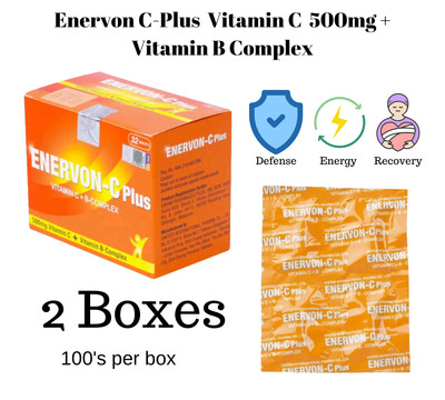 2 Box ENERVON-C Vit C 500mg + Vit B-Complex Defense Energy Recovery (100's)