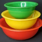 3 80's Vtg Pyrex Primary Colors Clear Bottom Nesting Mixing Bowl Set 322 323 325
