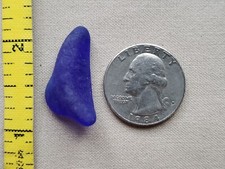 GENUINE BEACH SEA GLASS SURF TUMBLED COBALT BLUE BOTTOM PART FROSTED PENDANT E03