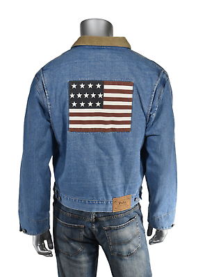 Vintage Polo Ralph Lauren Corduroy Collar Denim USA Flag Vintage Polo Ralph Lauren Corduroy Collar Denim USA Flag