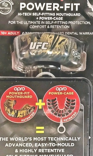 Protector bucal UFC Opro POWER FIT AUTOAJUSTABLE para pistola POWER JAGE Estuche Adulto 10+