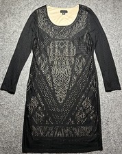 Attention Women's Size Xl Black Long Sleeve Knee Length Lined Round Neck Dress