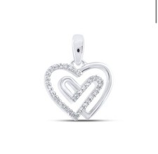 10K White Gold Diamond Heart Pendant 1/12 CTW