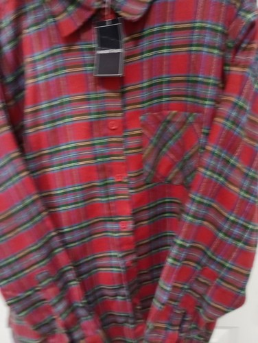 NWT Madison Taylor Womens Long Sleeve Button Front Pocket Flannel Shirt 1X - Picture 2 of 6