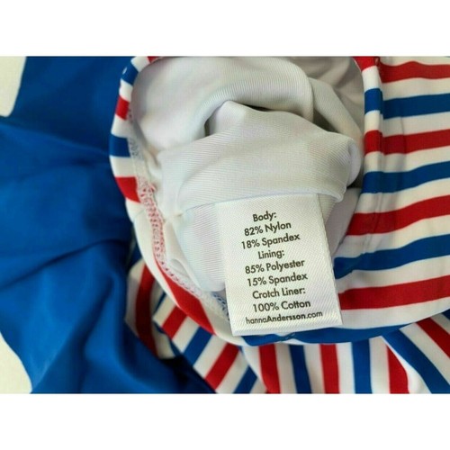 NWT Hanna Andersson Girls 18-24 Months Red White Blue Stripe Swim 1 pc 80 cm - Picture 4 of 6