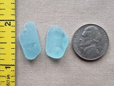 PURE BEACH SEA GLASS SURF TUMBLED AQUAMARINE AQUA BLUE FROSTED RARE MEDIUM E1