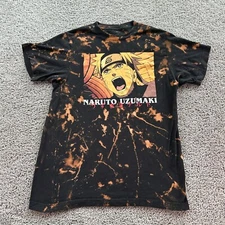 Naruto Shirt Mens Medium Black Shippuden Collection Anime Bleach Washed *