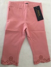 Ralph Lauren Girls Childrenswear Eyelet-Cuff Capri Leggings~Pink~2/2T NWT