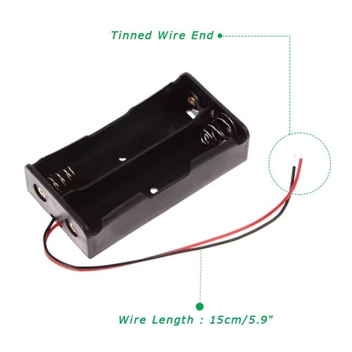 10 x 2 x 1.5V AA Battery Holder Case Box, 2 AA Battery Holder with Wire Leads - Picture 4 of 5