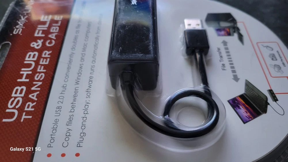 USB 2.0 Hub SMK-Link VP6910 Data File Transfer Cable w/USB Hub Windows Mac OS 64