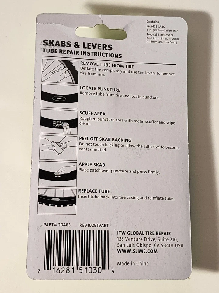 Slime Peel & Stick Bicycle Tire Repair Kit Patches with Levers 20483, 2 packs - Image 2 of 2