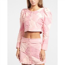 Women's Love Shack Fancy Eleora Crop Jacket In Pink