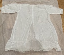 Vintage White Baby Long Dress For Christening Buttoned Laced Embroided