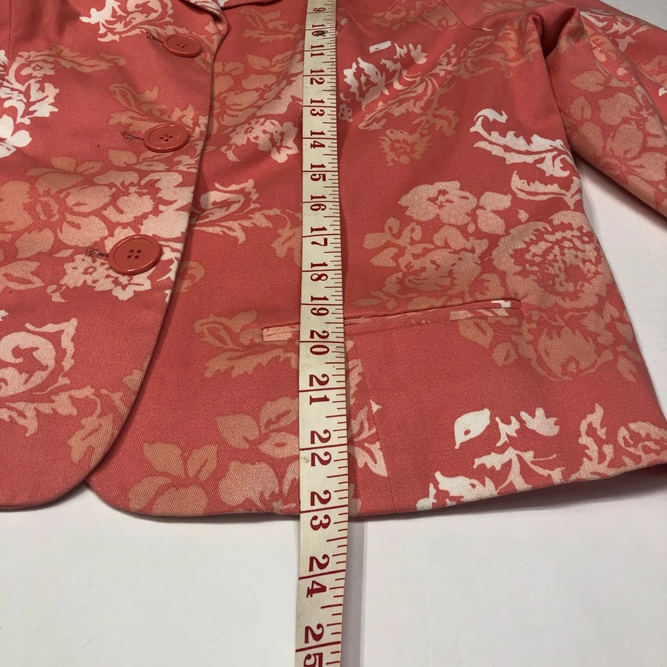 Studio Works женский костюм куртка оранжевый белый цветочный эластичной с подкладкой миниатюрный PL - Изображение 4 из 4