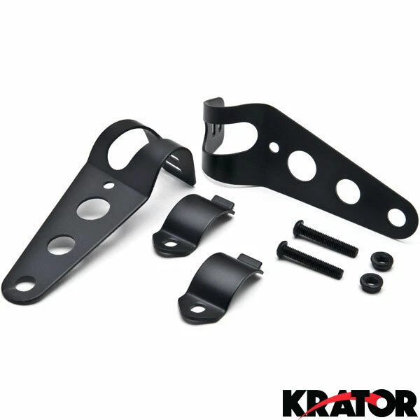Black Headlight Mounting Bracket Fork Ears For Cafe Racer Bobber Chopper 31-37mm - Image 2 of 4