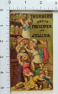 Thurbers' Fruit Preserves Jellies & Extracts Cute Children Climbing Eating F66