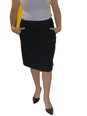 Vintage Navy Pocket Skirt YVES SAINT LAURENT Rive Gauche Size 42 FR