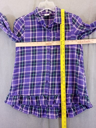 Place Hemd Mädchen XL lila kariert langarm Flanell High Low Jugend Oberteil Knopf - Bild 6 von 20