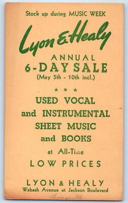 Chicago Illinois IL Postal Card Lyon & Healy Annual 6 Day Sale c1950's