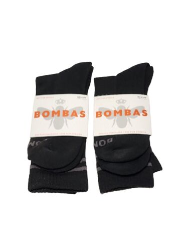 Bombas Unisex Mens Womens Calf Socks Size Medium Black Gray Bee Two Pair New - Picture 1 of 4