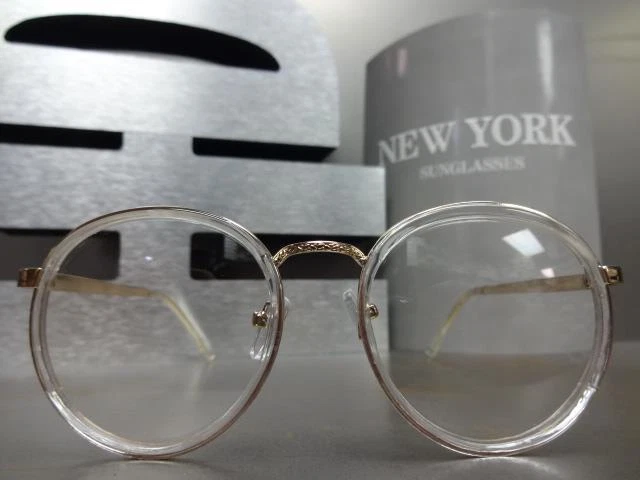 Hombres Mujeres CLÁSICO VINTAGE RETRO Estilo Lente Transparente Gafas Pequeño Marco de Moda Foto 3 de 4