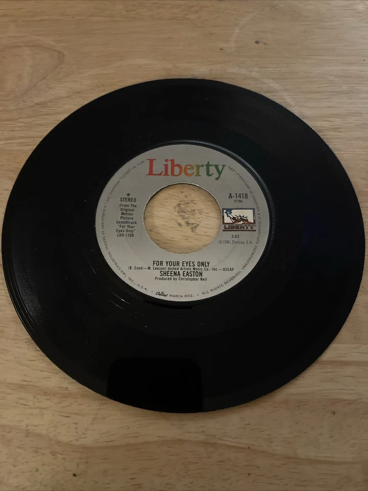 SHEENA EASTON “FOR YOUR EYES ONLY” Liberty 45rpm (1981) Foto 4 de 4
