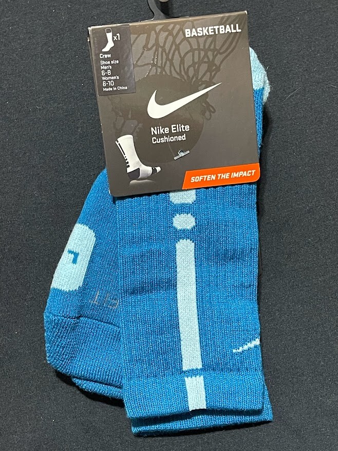 NIKE ELITE Basketball Crew Socks SX3692-349 Blue Sky Medium BIN 17