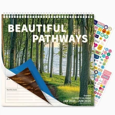 2025 Wall Calendar 12'' x 12'' Monthly Calendar 2025-2026 18 Month Sprial Des...