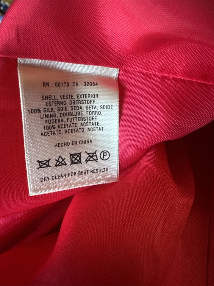 Falda Lápiz Anthropologie Maeve Acuarela Ikat 100% Seda Rosa Azul Talla 4 Foto 4 de 4