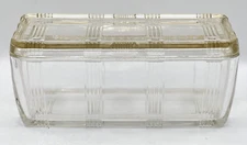 Vtg Hazel Atlas Refrigerator Dish Clear Glass w/Lid Criss Cross Rectangle 8 X 4"