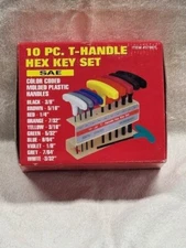 10-Piece SAE T-Handle Hex Key Set with Stand New