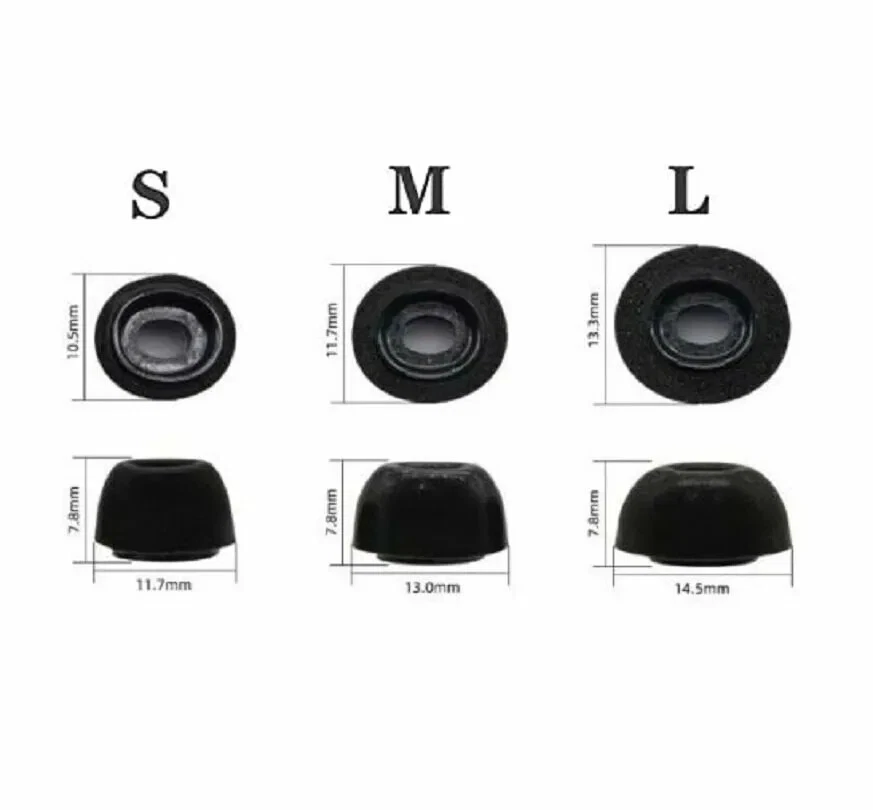 3-PAIRS Memory Foam Replacement Ear Bud Tips for Apple Airpods Pro 1&2 SM/MD/LG - Image 3 of 4