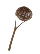 Primitive Rattan Wicker Basket Woven Soup Ladle Strainer Dipper Vintage