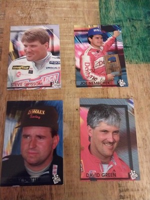 4 Nascar Cards- steve grissom, joe nemechek, bobby dotter, david green vintage